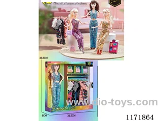 11 inch 11 joints Solid color printing eye sequins Barbie + bag + clothes + accessories three mixed
