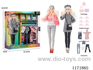 11 inch 11 joints Solid color printing eyes Barbie + bag + clothes + accessories two mixed