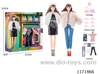 11 inch 11 joints solid color printing eyes Barbie + bag + clothes + accessories two mixes