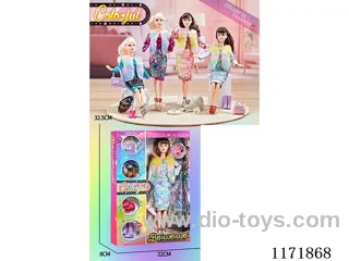 11 inch 11 joints Solid color printing eyes winter Barbie + bag + hat + shoes four mixes