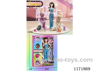 11 inch 11 joints Solid color printing eye sequins Barbie + bag + hat + shoes three mixes