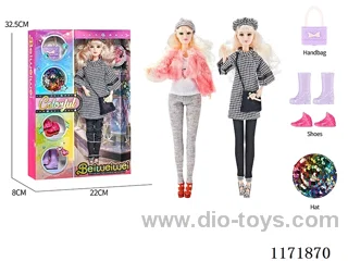 11 inch 11 joints Solid color printing eye Barbie + bag + hat + shoes two mixes