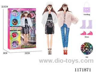 11 inch 11 joints Solid color printing eyes Barbie+bag+hat+shoes two mixes