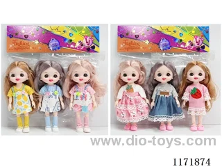 6” 16cm 13 jointed Solid 3D Real Eyes Doll 3PCS Mixed 2 types
