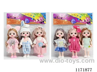 6” 16cm 13 jointed Solid 3D Real Eyes Doll Headdress 3PCS Mixed 2 types