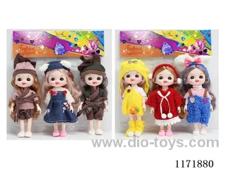 6” 16cm 13 jointed solid 3D Real Eyes doll with headdress 3PCS Mixed 2 types