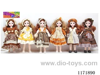12 inch 30 cm 21 jointed solid body 3D real eye doll + hair accessories Multi-mixed