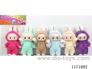 17cm Vinyl Body Color Printed Eyes Rabb doll 6 Mixed Pack