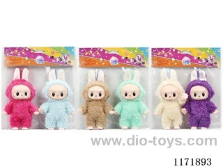17cm body with color print eyes Rabbouche doll, 2pcs, mixed bag