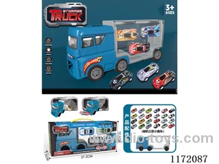 Sliding container truck +3PCS alloy pull-back car