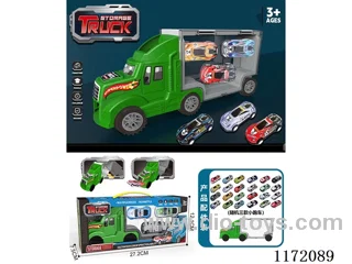 Sliding container truck +3PCS alloy pull-back car