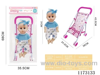 31CM iron trolley with baby doll with 4 sound IC (3*AG13 included)