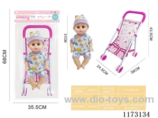 31CM iron trolley with baby doll with 4 sound IC (3*AG13 included)