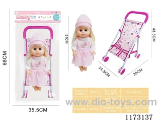 31CM iron trolley with baby doll with 4 sound IC (3*AG13 included)
