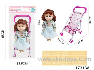 31CM iron trolley with baby doll with 4 sound IC (3*AG13 included)