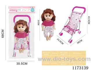 31CM iron trolley with baby doll with 4 sound IC (3*AG13 included)