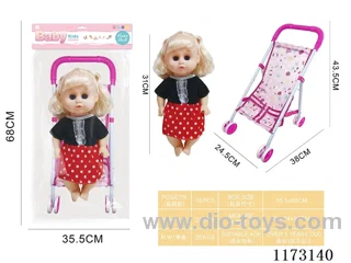 31CM iron trolley with baby doll with 4 sound IC (3*AG13 included)