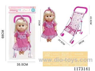 31CM iron trolley with baby doll with 4 sound IC (3*AG13 included)