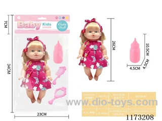 26CM doll with 4-tone IC accessories: bottle + pacifier + mirror + comb (3*AG13 included)