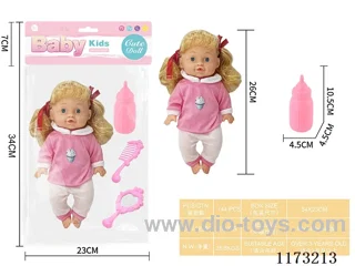 26CM doll with 4-tone IC accessories: bottle + pacifier + mirror + comb (3*AG13 included)