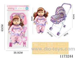 26CM trolley doll with 4 sound IC accessories: bottle + pacifier + mirror + comb (3*AG13 included)