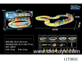 Glow-in-the-Dark Electric Railcar with Red and Blue Cars