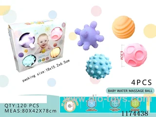 4 Rainbow Balls Macaroon Vinyl Water Play Baby Massage Ball Toys