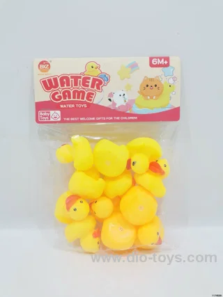 Playing in the water and quacking ducks