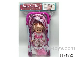 14” Live Eye Doll w/6 Voices w/All Iron Cart, w/accessories, included 3pc AG13