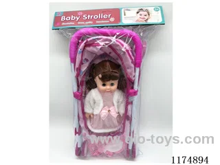14” Live Eye Doll w/6 Voices w/All Iron Cart, w/accessories, included 3pc AG13