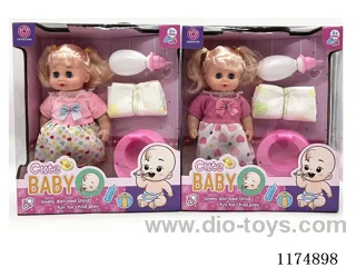 12 inch doll with drinking and peeing function, with 6 sound ICs, accessories, included 2*AG13 batteries