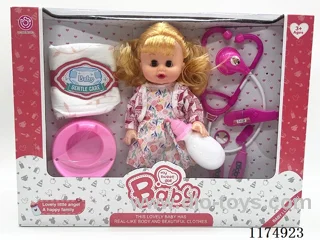 14” Live Eye Doll, Drinking and Peeing Function, with 6 Voices IC, Accessories, included 3*AG13 Batteries