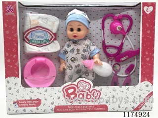 14” Live Eye Doll, Drinking and Peeing Function, with 6 Voices IC, Accessories, included 3*AG13 Batteries