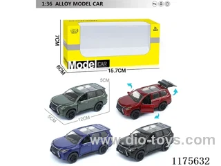 1:36 Alloy pull back car with openable door 4 colors mix
