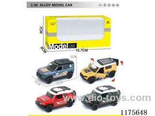 1:36 Alloy Pull Back Car Openable Door 2 4 Color Mixed (W L/M, included 3*AG13)