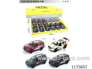 1:36-12PCS Alloy Pull Back Car with Door Opening 2 4 Colors Mixed