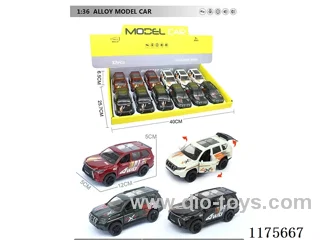 1:36-12PCS Alloy pull back cart with door openable 2 models 4 colors mixed (W L/M, included 3*AG13)