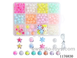 DIY Jewelry Set(8mm round beads + colored beads + thread (12 grids))