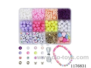 DIY Jewelry Set(8mm round bead + polymer clay + letter bead + bead + thread (12 grids))