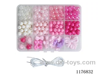 DIY Jewelry Set(8mm round beads + colored beads + thread (12 grids))