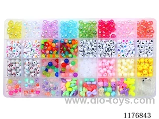 DIY Jewelry Set(8mm round bead + letter bead + color bead + bead in bead + thread (32 squares))