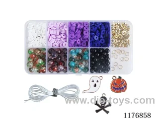 DIY Jewelry Set(8mm round bead + polymer clay + Bead + Pendant + thread (10 grids))