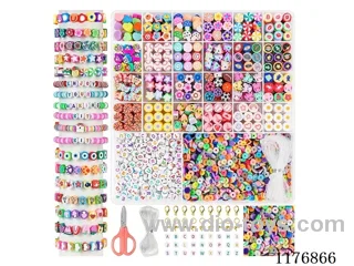 DIY Jewelry Set(Alphabet bead + polymer clay sheet + polymer clay bead + lobster buckle buckle scissors thread (26 bars))