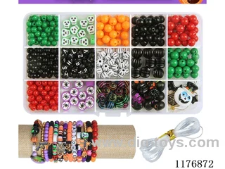 DIY Jewelry Set(6/8 mm round beads + colored beads + polymer clay beads + Pendant + thread (15 grids))