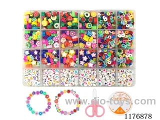 DIY Jewelry Set(Alphabet bead + polymer clay bead + polymer sheet + scissors thread (24 grids))