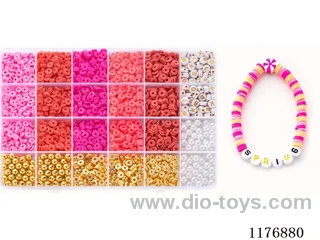 DIY Jewelry Set(Alphabet bead + polymer clay + pearl + Gold bead bead + thread (24 grids))