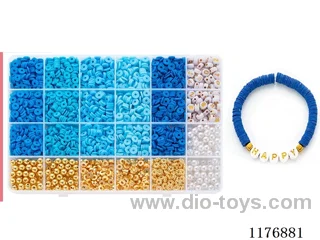 DIY Jewelry Set(Alphabet bead + polymer clay + pearl + Gold bead bead + thread (24 grids))