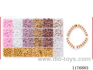 DIY Jewelry Set(Alphabet bead + polymer clay + pearl + Gold bead bead + thread (24 grids))