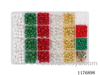 DIY Jewelry Set(8mm round beads Gold and silver beads + 4cm beads + Pendant + thread (24 grids))