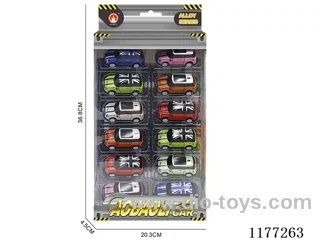 12PCS 7.5CM pull back alloy car